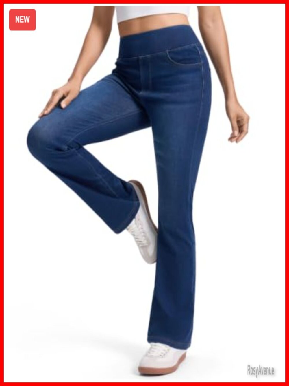 Pull On Bootcut Jeans High Waisted Stretchy Flare Legging Pockets